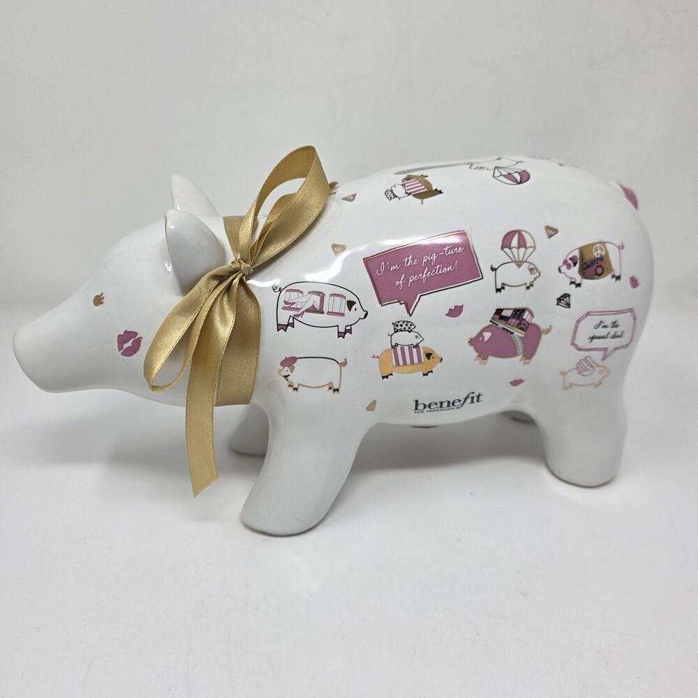 Benefit Cosmetics Ceramic Limited Edition Pig Piggy Bank Excellent Condition